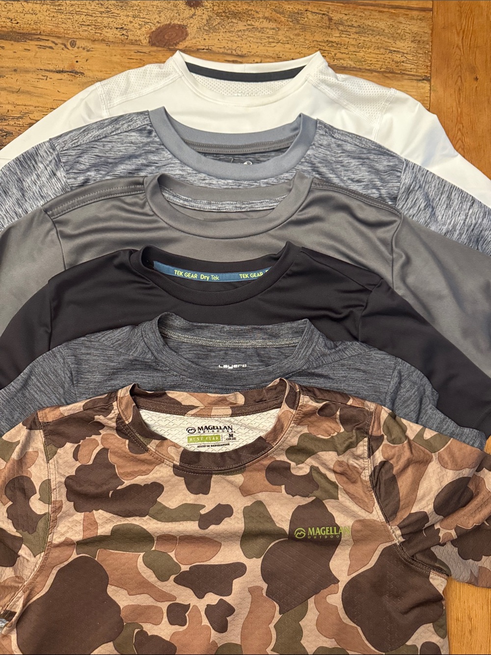 6 Dri Fit boys shirts: Magellan, layer8, Tek Gear, BCG